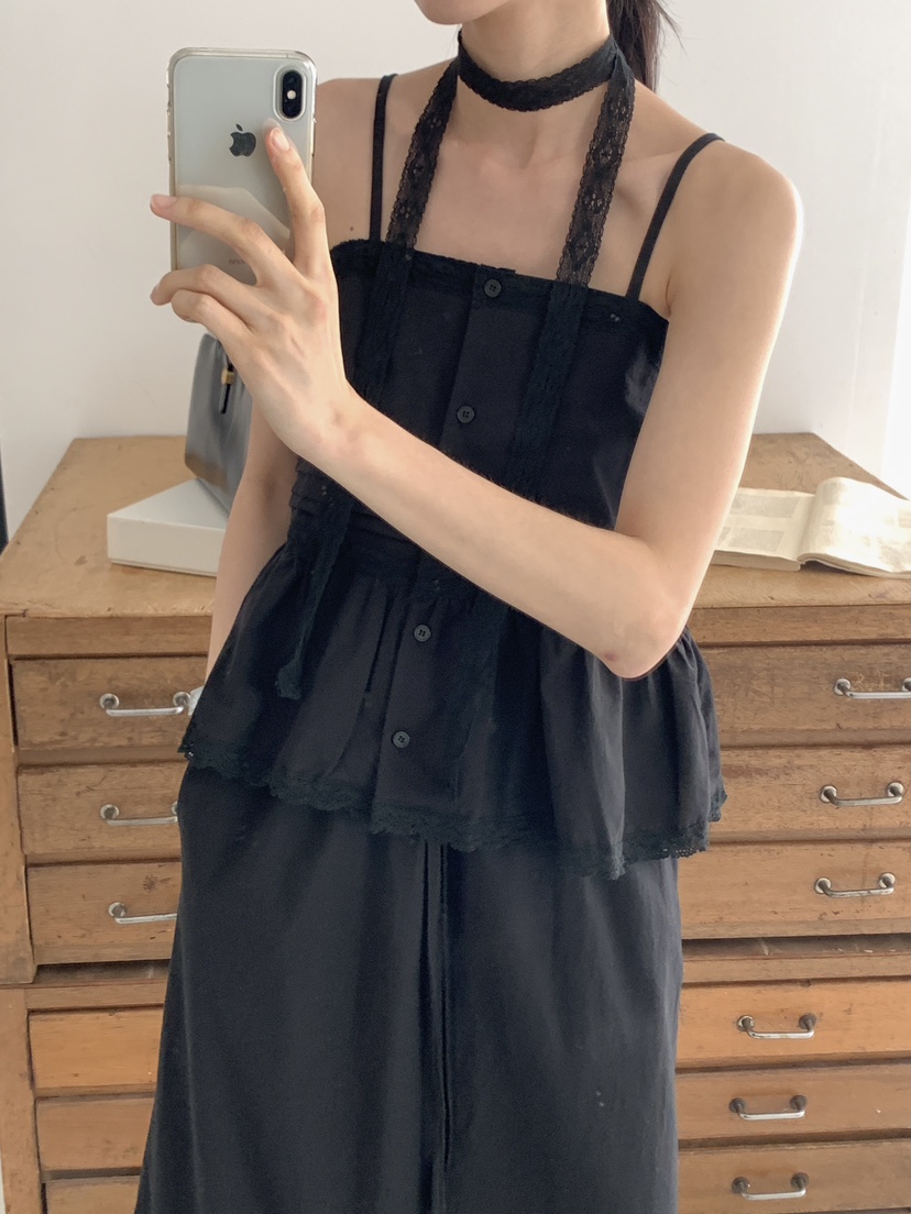 FRILL-T東大門直郵女裝新品休閑職業25春夏熱賣套裝含脖帶FRILL-T套裝