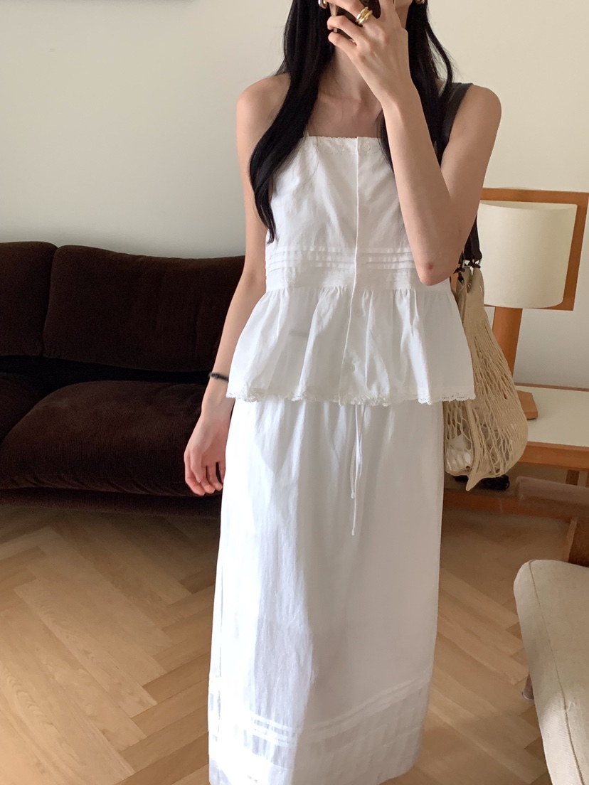 FRILL-T東大門直郵女裝新品休閑職業25春夏熱賣套裝含脖帶FRILL-T套裝