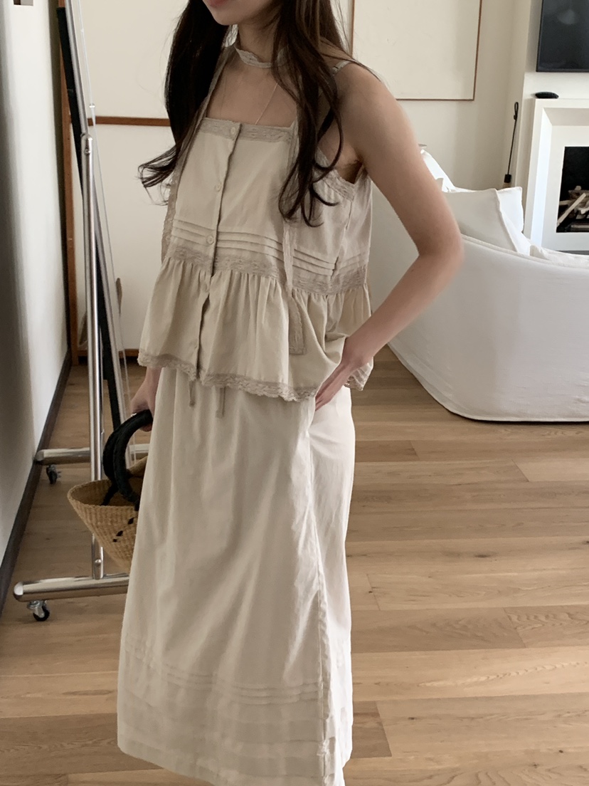 FRILL-T東大門直郵女裝新品休閑職業25春夏熱賣套裝含脖帶FRILL-T套裝