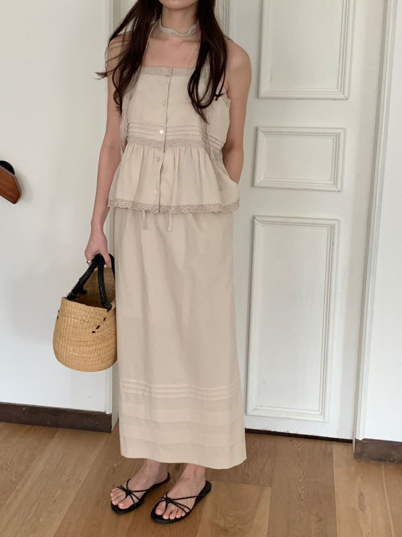 FRILL-T東大門直郵女裝新品休閑職業25春夏熱賣套裝含脖帶FRILL-T套裝圖色2