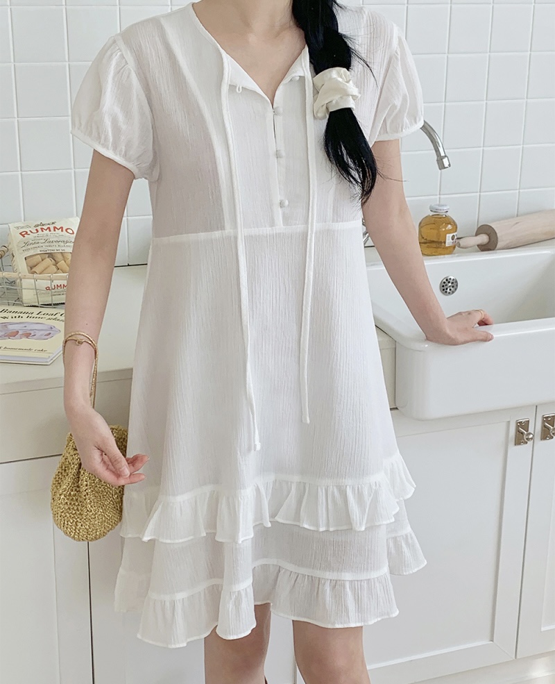 FRILL-T韓國直郵女裝新品熱賣25春夏休閑人氣連衣裙荷葉邊FRILL-T連衣裙