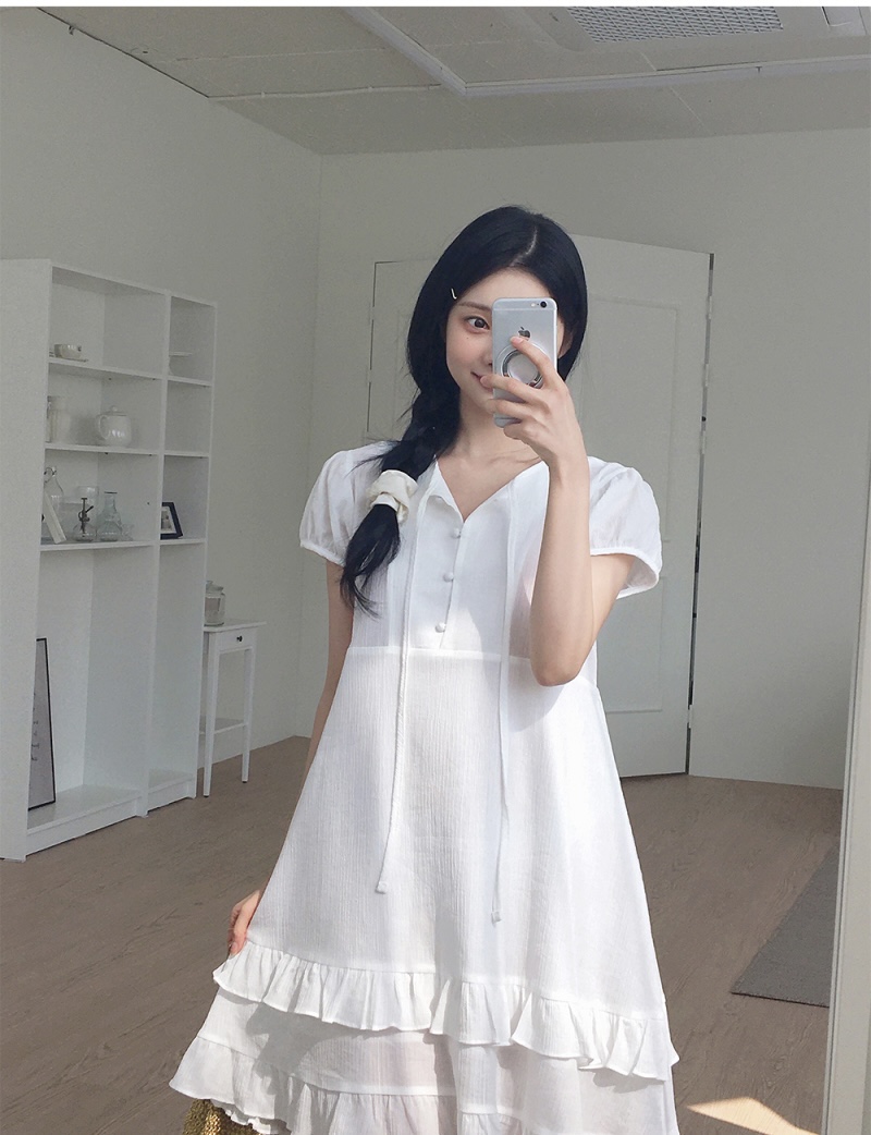 FRILL-T韓國直郵女裝新品熱賣25春夏休閑人氣連衣裙荷葉邊FRILL-T連衣裙