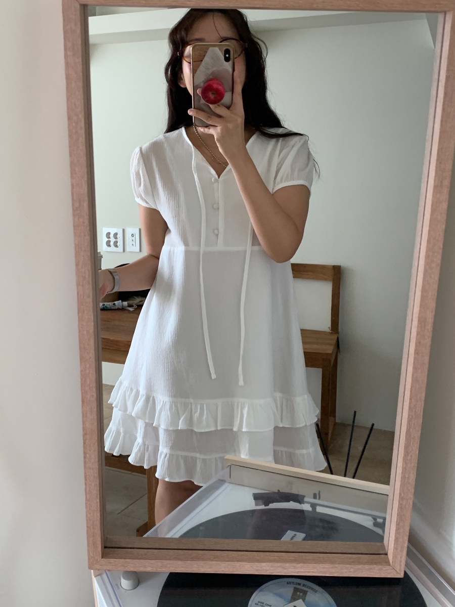 FRILL-T韓國直郵女裝新品熱賣25春夏休閑人氣連衣裙荷葉邊FRILL-T連衣裙