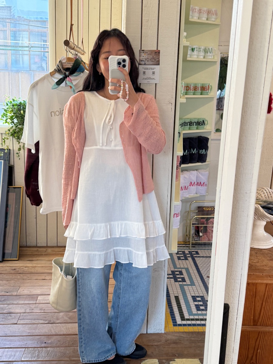 FRILL-T韓國直郵女裝新品熱賣25春夏休閑人氣連衣裙荷葉邊FRILL-T連衣裙
