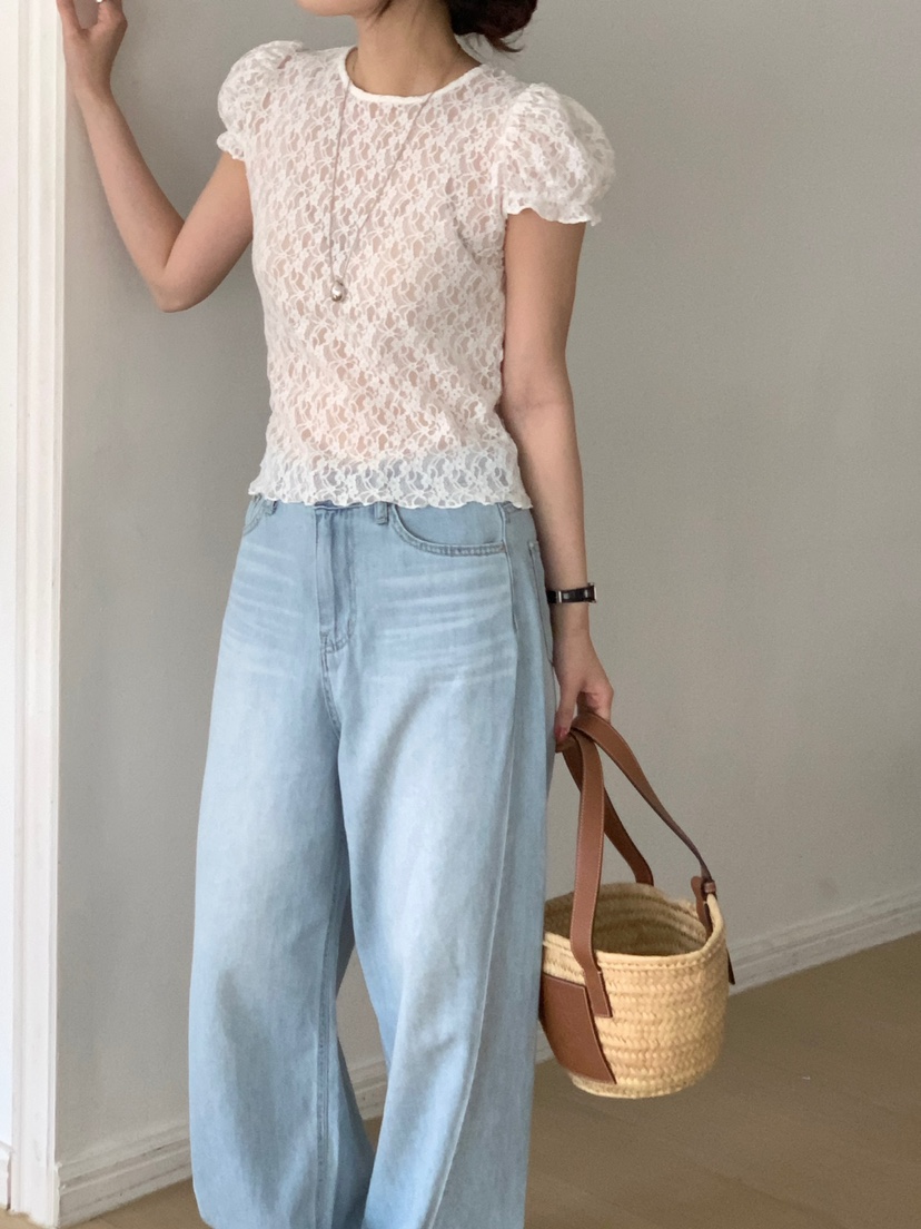 FRILL-T韓國代購女士新品推薦人氣真品職業熱賣25春夏T恤蕾絲FRILL-TT恤