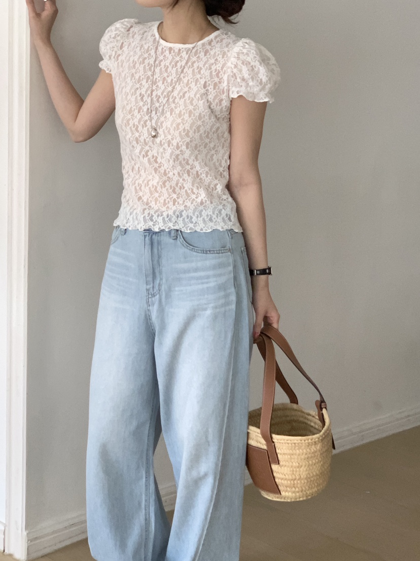 FRILL-T韓國代購女士新品推薦人氣真品職業熱賣25春夏T恤蕾絲FRILL-TT恤