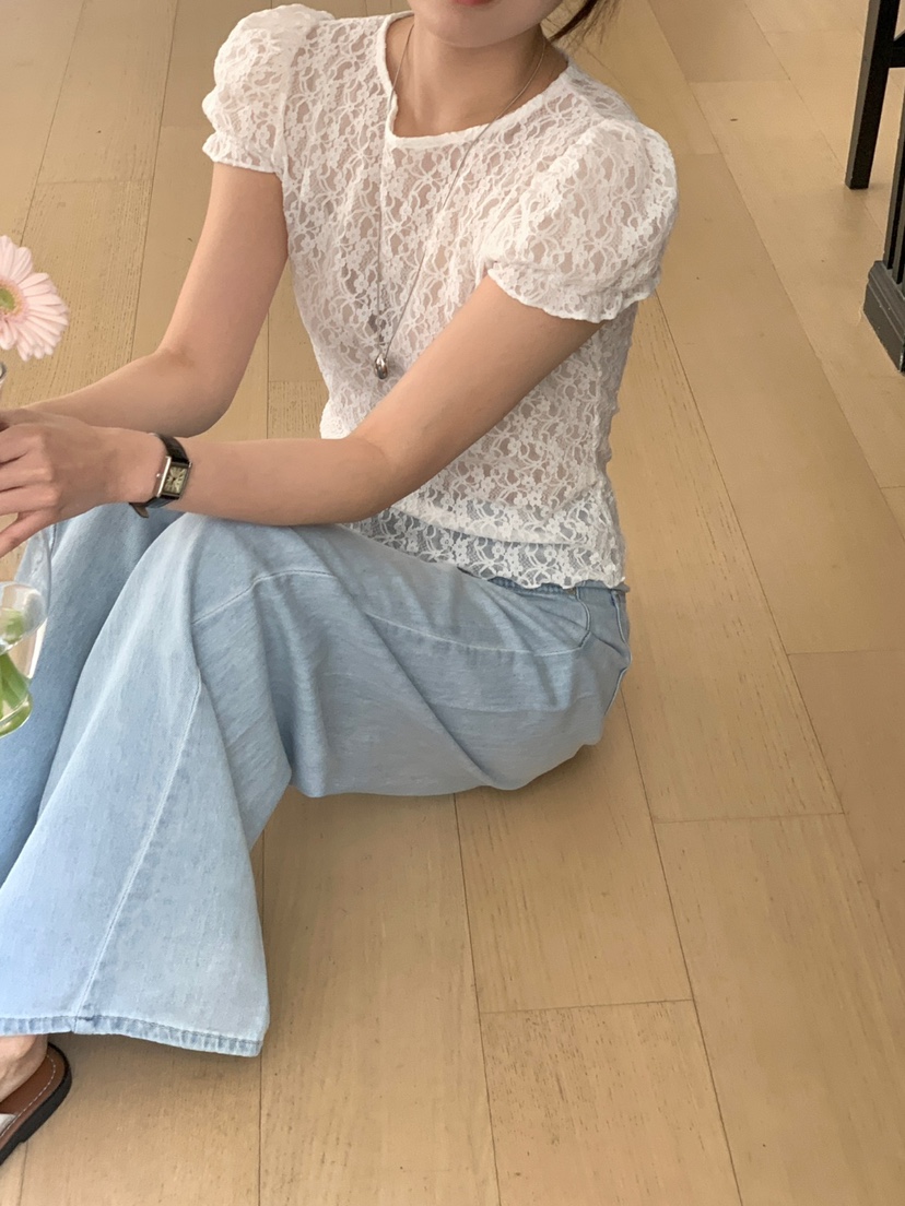 FRILL-T韓國代購女士新品推薦人氣真品職業熱賣25春夏T恤蕾絲FRILL-TT恤