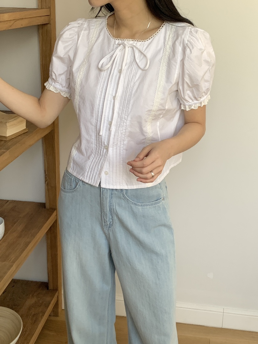 FRILL-T東大門實拍女裝新品熱賣真品休閑25春夏襯衫蕾絲衫FRILL-T襯衫/蕾絲衫