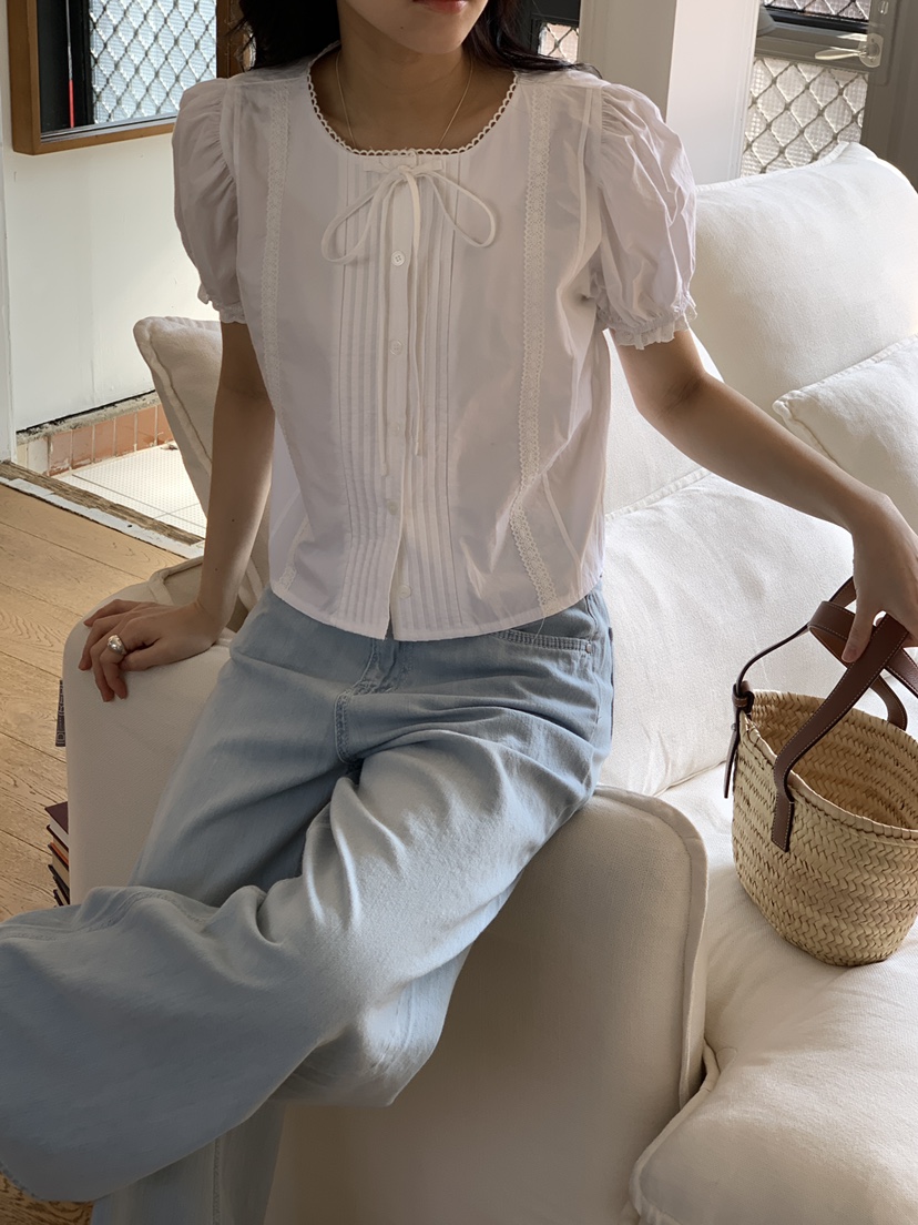 FRILL-T東大門實拍女裝新品熱賣真品休閑25春夏襯衫蕾絲衫FRILL-T襯衫/蕾絲衫