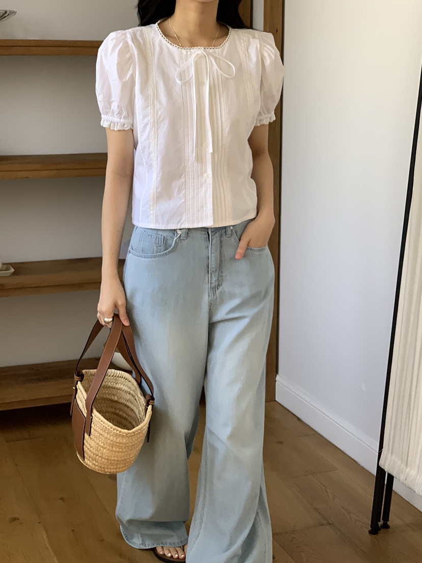 FRILL-T東大門實拍女裝新品熱賣真品休閑25春夏襯衫蕾絲衫FRILL-T襯衫/蕾絲衫