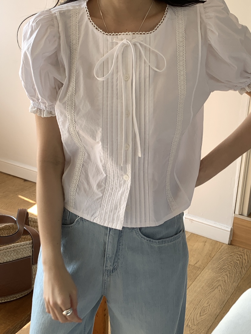 FRILL-T東大門實拍女裝新品熱賣真品休閑25春夏襯衫蕾絲衫FRILL-T襯衫/蕾絲衫