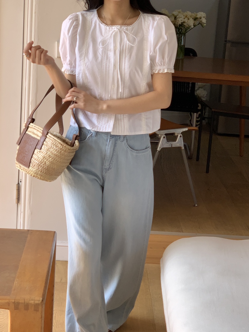 FRILL-T東大門實拍女裝新品熱賣真品休閑25春夏襯衫蕾絲衫FRILL-T襯衫/蕾絲衫