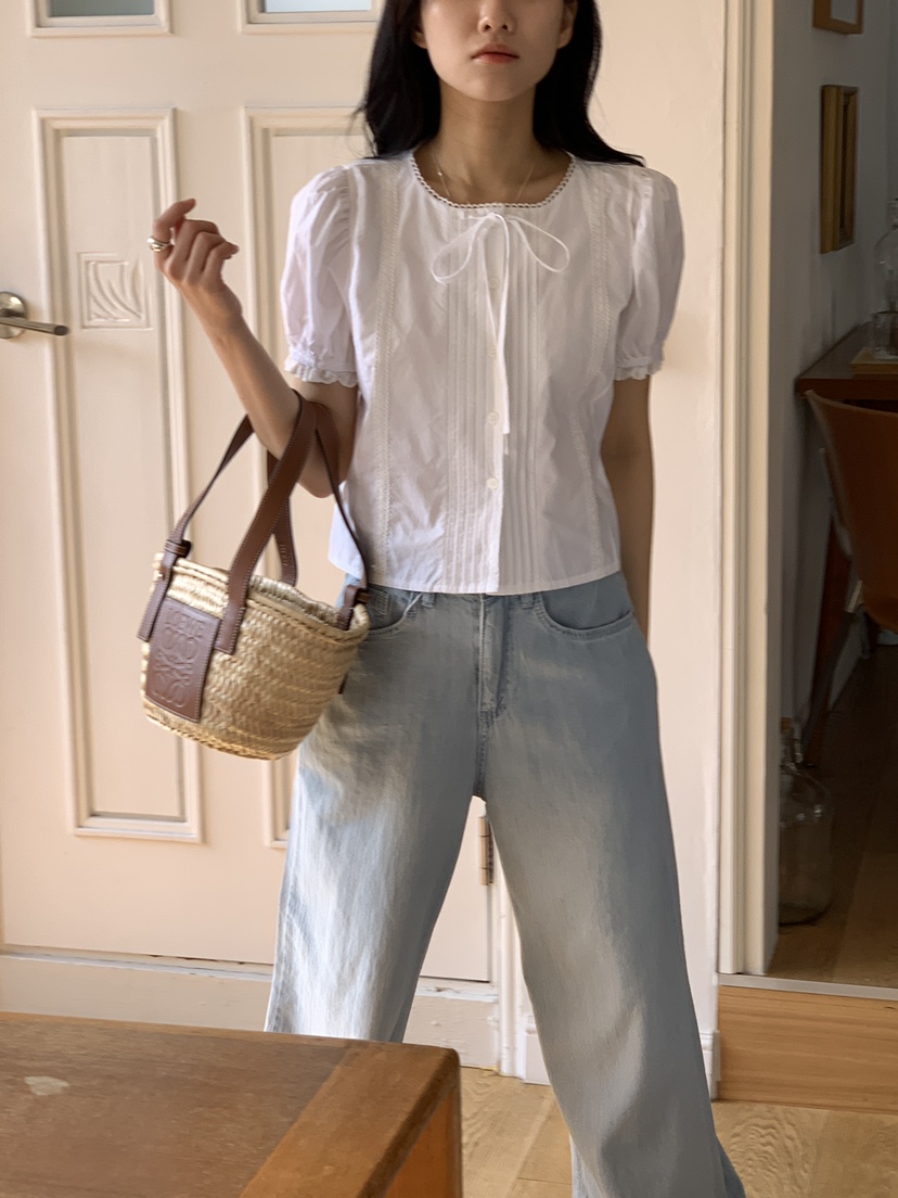 FRILL-T東大門實拍女裝新品熱賣真品休閑25春夏襯衫蕾絲衫FRILL-T襯衫/蕾絲衫