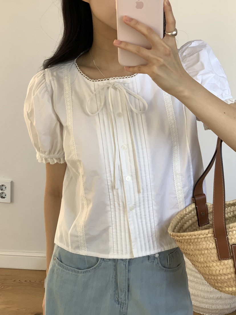 FRILL-T東大門實拍女裝新品熱賣真品休閑25春夏襯衫蕾絲衫FRILL-T襯衫/蕾絲衫