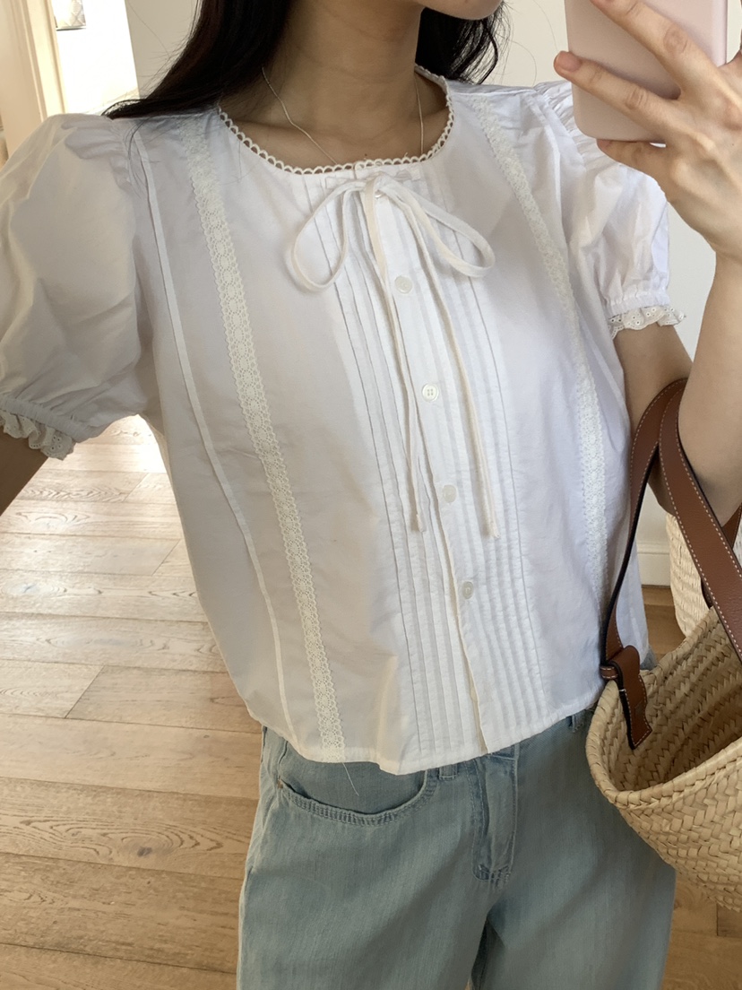 FRILL-T東大門實拍女裝新品熱賣真品休閑25春夏襯衫蕾絲衫FRILL-T襯衫/蕾絲衫