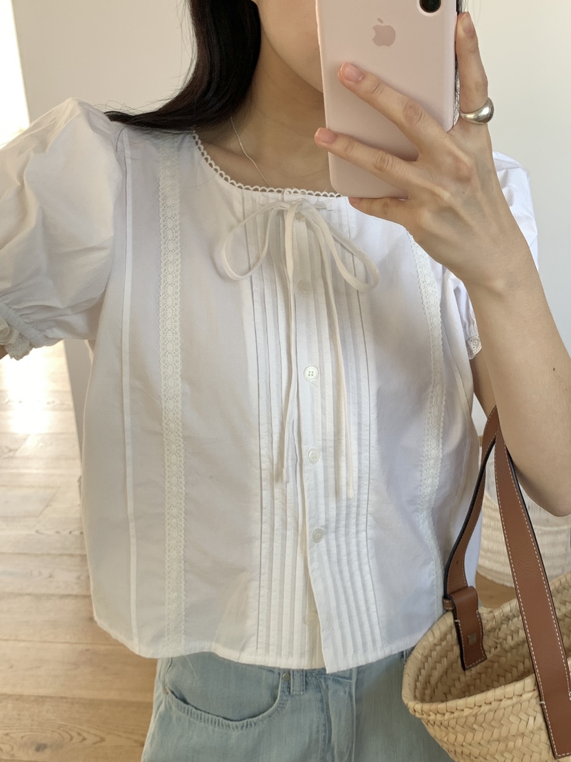 FRILL-T東大門實拍女裝新品熱賣真品休閑25春夏襯衫蕾絲衫FRILL-T襯衫/蕾絲衫
