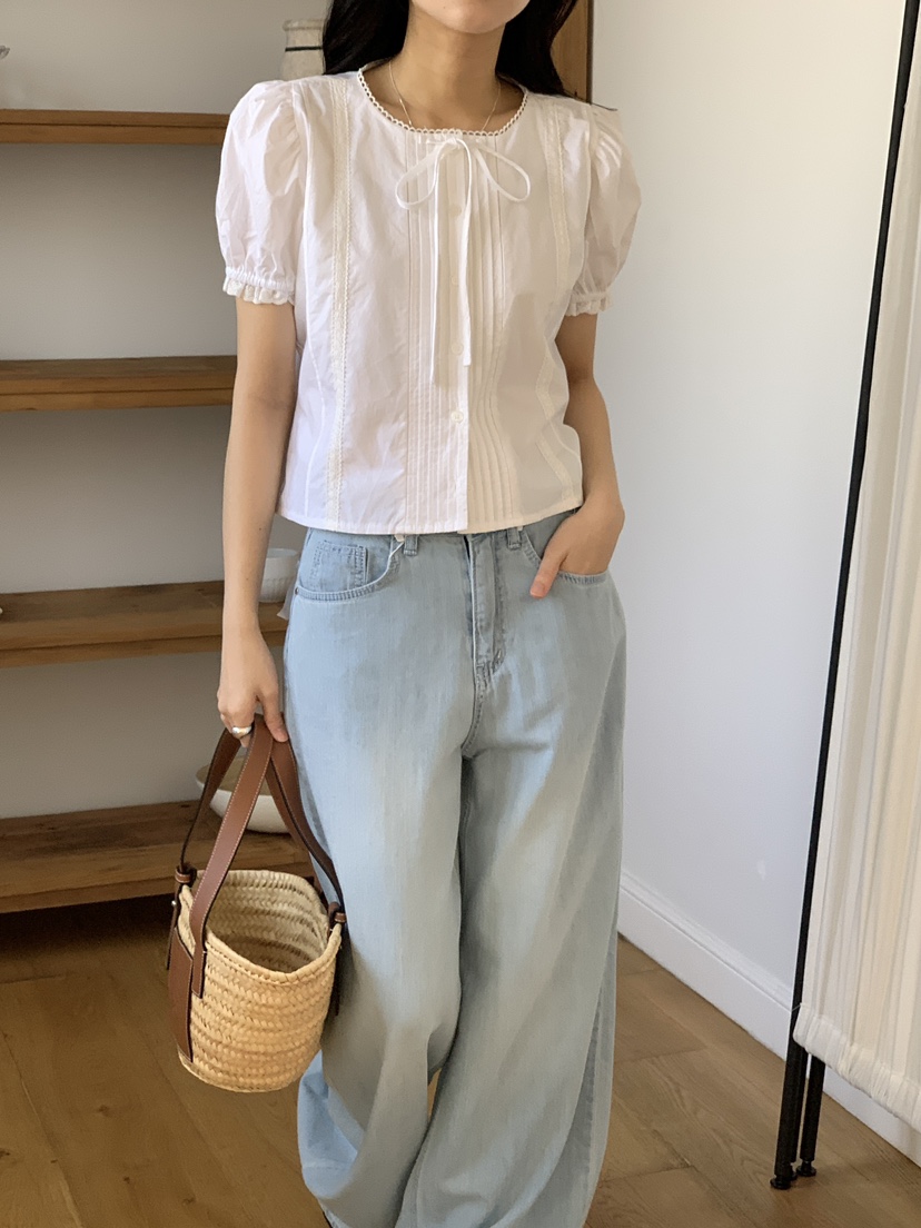 FRILL-T東大門實拍女裝新品熱賣真品休閑25春夏襯衫蕾絲衫FRILL-T襯衫/蕾絲衫