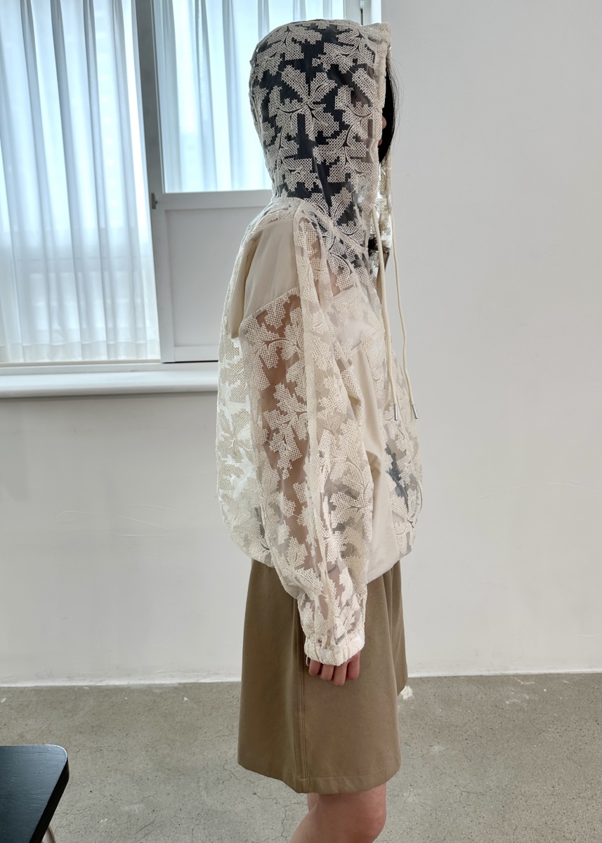 CLASSY-O東大門直郵女裝新品人氣25春夏職業夾克兜帽透明蕾絲CLASSY-O夾克