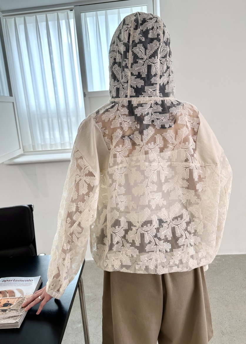 CLASSY-O東大門直郵女裝新品人氣25春夏職業夾克兜帽透明蕾絲CLASSY-O夾克
