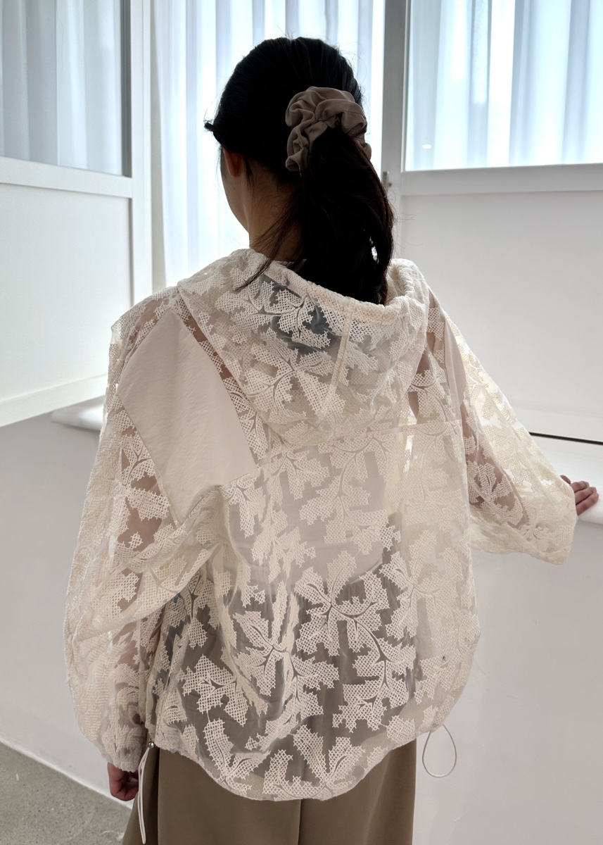 CLASSY-O東大門直郵女裝新品人氣25春夏職業夾克兜帽透明蕾絲CLASSY-O夾克