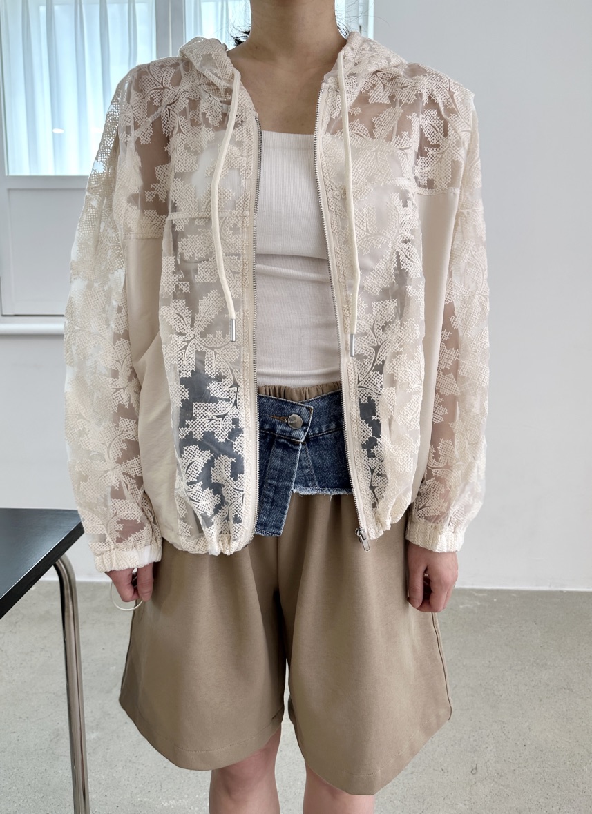 CLASSY-O東大門直郵女裝新品人氣25春夏職業夾克兜帽透明蕾絲CLASSY-O夾克