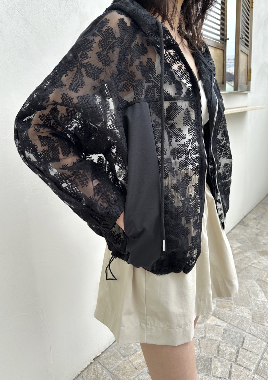 CLASSY-O東大門直郵女裝新品人氣25春夏職業夾克兜帽透明蕾絲CLASSY-O夾克
