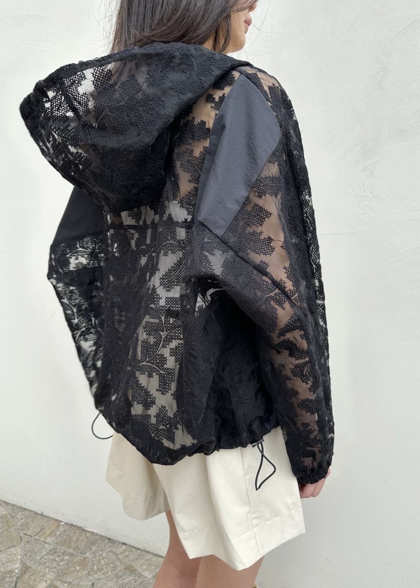 CLASSY-O東大門直郵女裝新品人氣25春夏職業夾克兜帽透明蕾絲CLASSY-O夾克