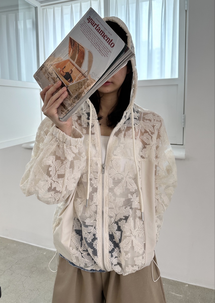 CLASSY-O東大門直郵女裝新品人氣25春夏職業夾克兜帽透明蕾絲CLASSY-O夾克