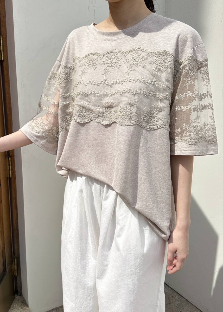 CLASSY-O韓國直郵女士新品休閑時尚推薦25春夏職業T恤蕾絲CLASSY-OT恤