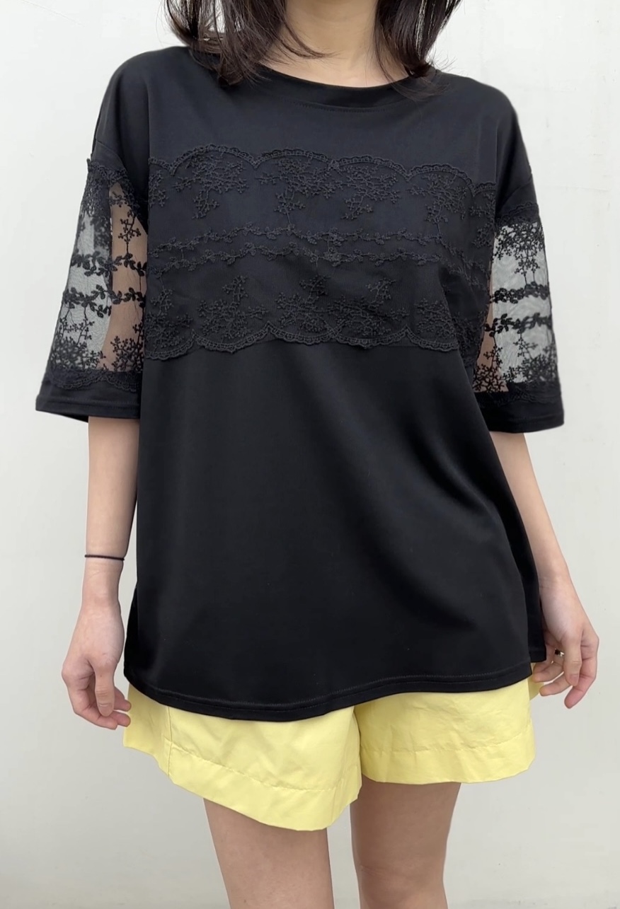 CLASSY-O韓國直郵女士新品休閑時尚推薦25春夏職業T恤蕾絲CLASSY-OT恤圖色3