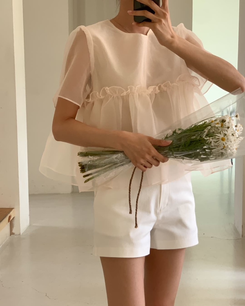 FRILL-T東大門實拍女士新品人氣25春夏熱賣推薦襯衫蕾絲衫FRILL-T襯衫/蕾絲衫