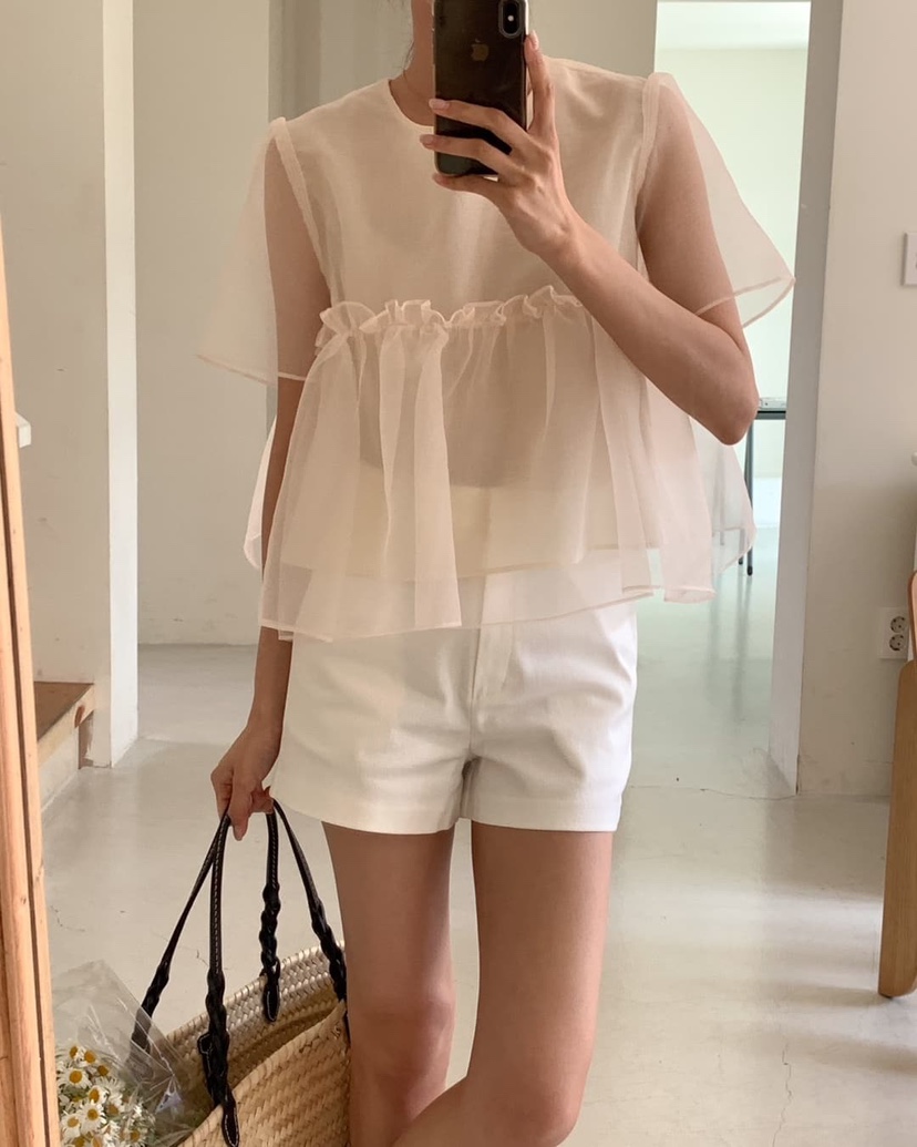 FRILL-T東大門實拍女士新品人氣25春夏熱賣推薦襯衫蕾絲衫FRILL-T襯衫/蕾絲衫