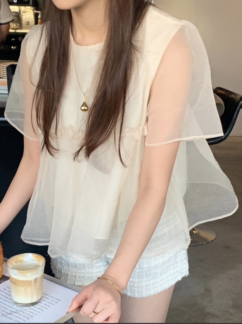 FRILL-T東大門實拍女士新品人氣25春夏熱賣推薦襯衫蕾絲衫FRILL-T襯衫/蕾絲衫