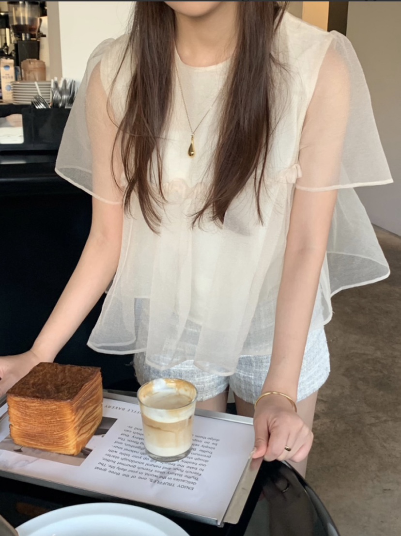 FRILL-T東大門實拍女士新品人氣25春夏熱賣推薦襯衫蕾絲衫FRILL-T襯衫/蕾絲衫