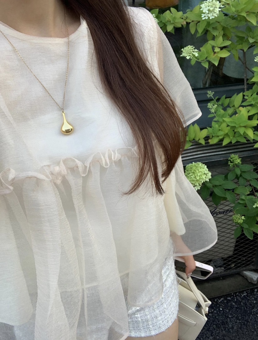 FRILL-T東大門實拍女士新品人氣25春夏熱賣推薦襯衫蕾絲衫FRILL-T襯衫/蕾絲衫