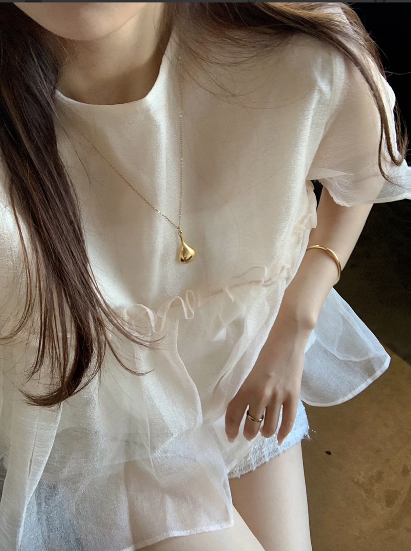 FRILL-T東大門實拍女士新品人氣25春夏熱賣推薦襯衫蕾絲衫FRILL-T襯衫/蕾絲衫