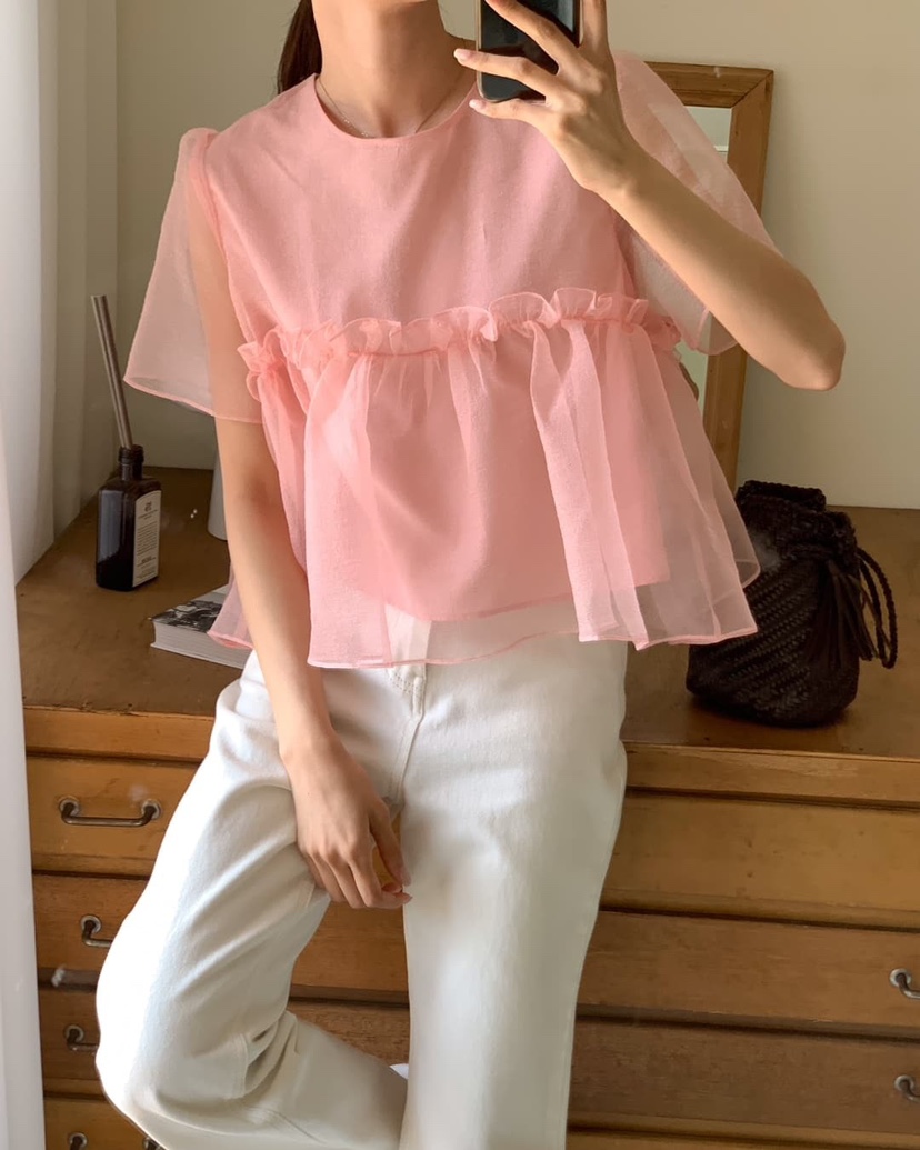 FRILL-T東大門實拍女士新品人氣25春夏熱賣推薦襯衫蕾絲衫FRILL-T襯衫/蕾絲衫圖色2