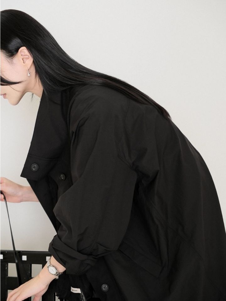 LIVE FOREVER韓國直郵女裝新款熱賣推薦人氣長款風衣含脖帶LIVE FOR_EVER長款風衣