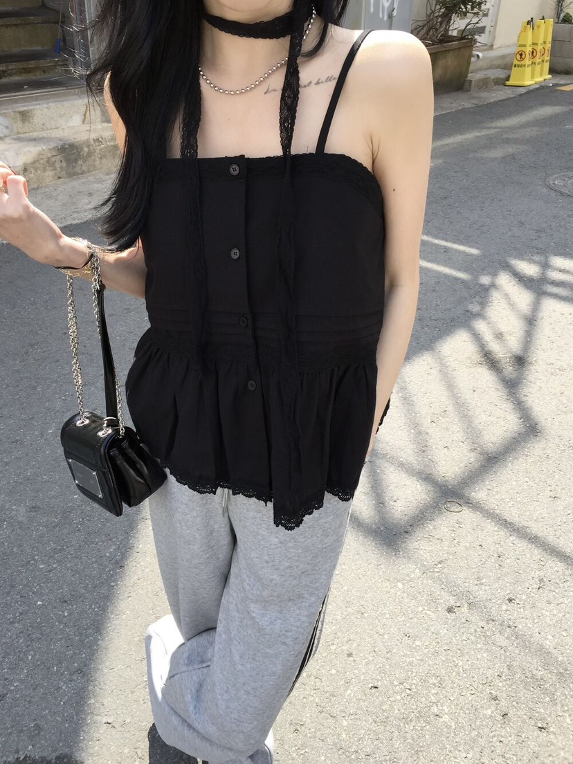 FRILL-T東大門代購女裝新款休閑推薦人氣熱賣吊帶背心含脖帶FRILL-T吊帶/背心