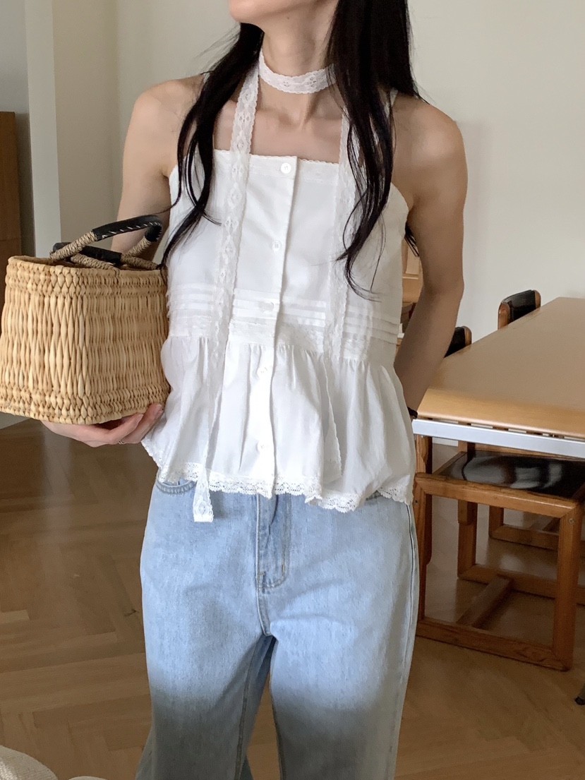 FRILL-T東大門代購女裝新款休閑推薦人氣熱賣吊帶背心含脖帶FRILL-T吊帶/背心