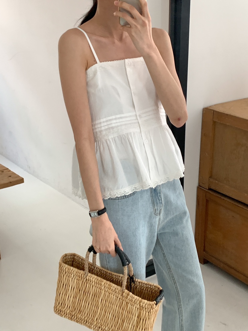 FRILL-T東大門代購女裝新款休閑推薦人氣熱賣吊帶背心含脖帶FRILL-T吊帶/背心