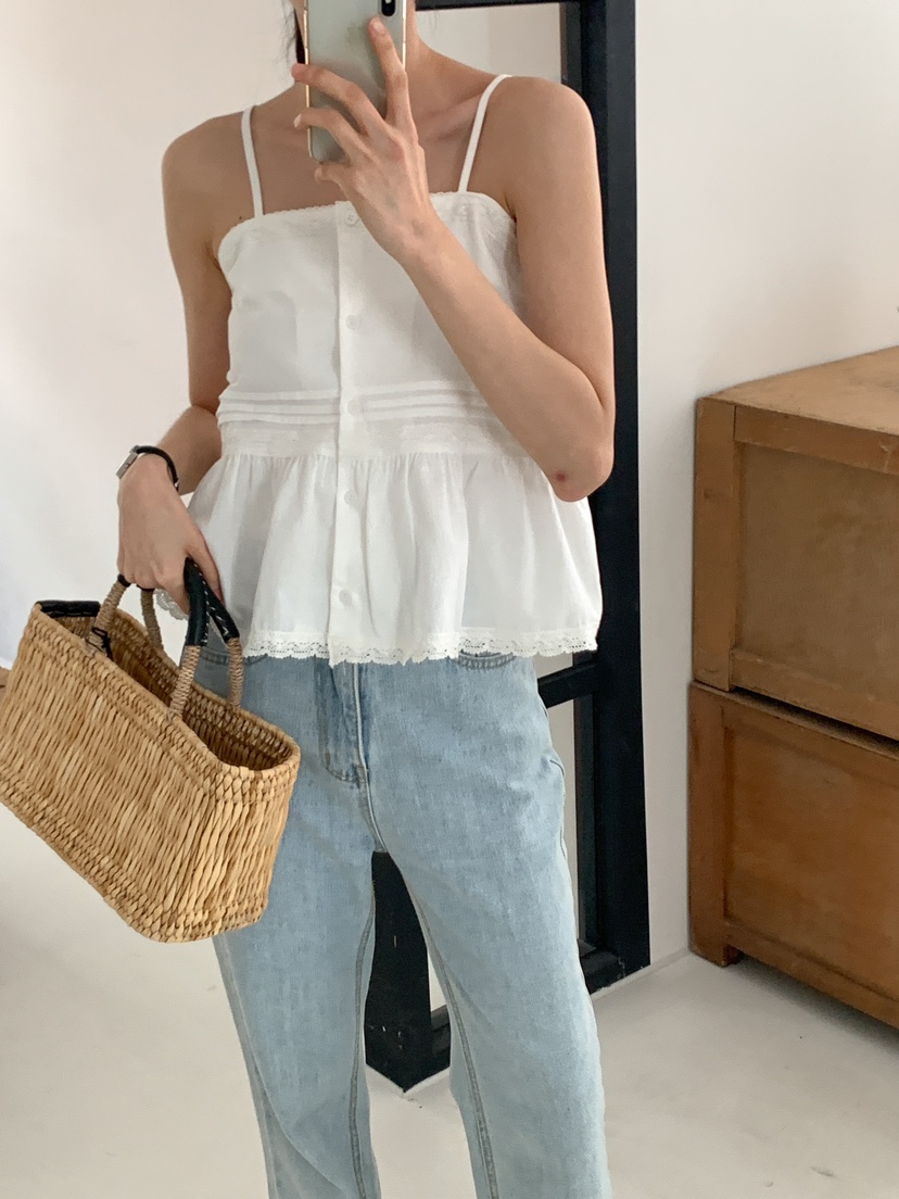 FRILL-T東大門代購女裝新款休閑推薦人氣熱賣吊帶背心含脖帶FRILL-T吊帶/背心