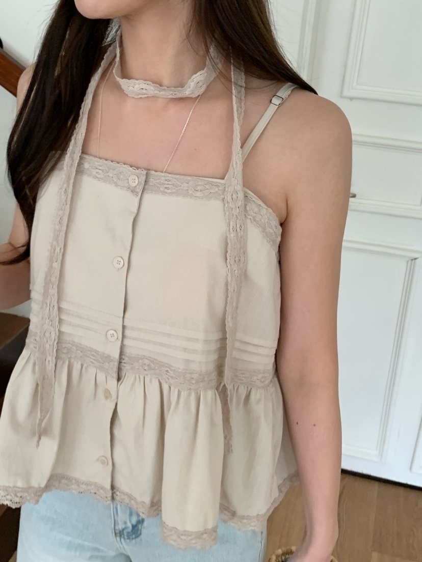 FRILL-T東大門代購女裝新款休閑推薦人氣熱賣吊帶背心含脖帶FRILL-T吊帶/背心