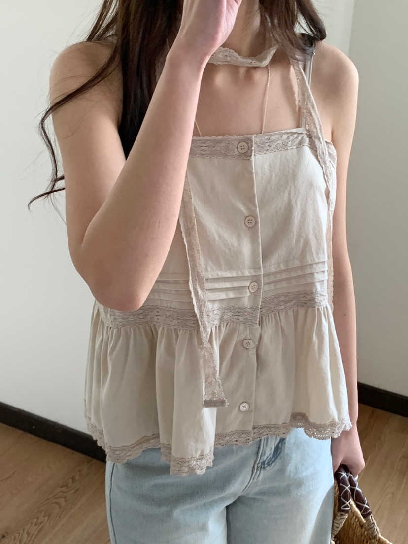 FRILL-T東大門代購女裝新款休閑推薦人氣熱賣吊帶背心含脖帶FRILL-T吊帶/背心