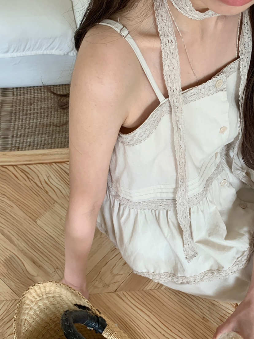 FRILL-T東大門代購女裝新款休閑推薦人氣熱賣吊帶背心含脖帶FRILL-T吊帶/背心