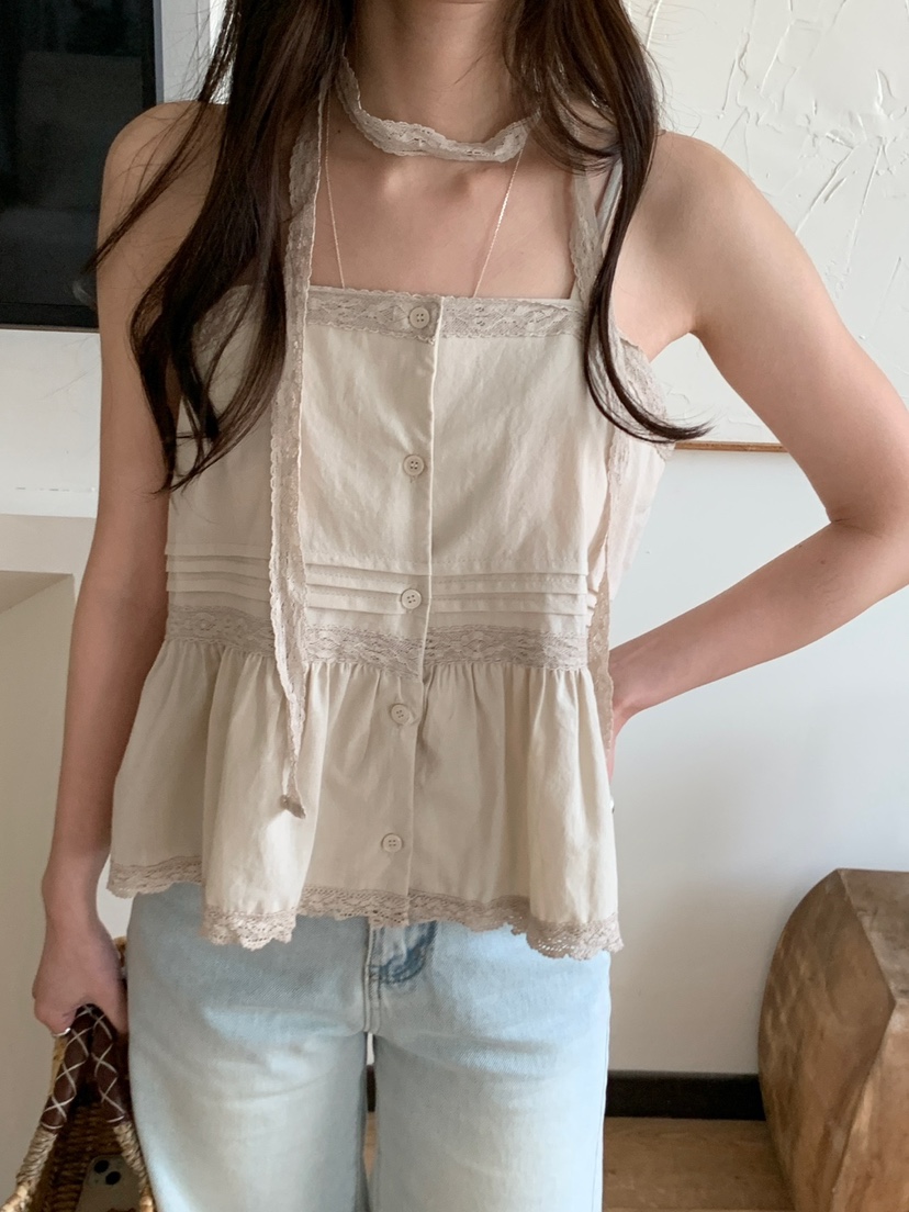 FRILL-T東大門代購女裝新款休閑推薦人氣熱賣吊帶背心含脖帶FRILL-T吊帶/背心圖色2