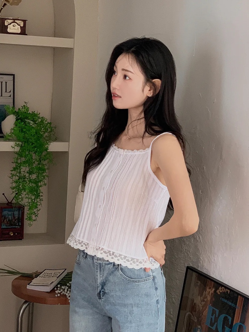 FRILL-T東大門代購女士新款真品休閑推薦吊帶背心蕾絲緊身FRILL-T吊帶/背心