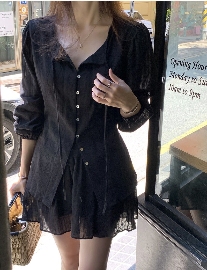FRILL-T東大門直郵女裝新款推薦熱賣人氣25春夏襯衫蕾絲衫FRILL-T襯衫/蕾絲衫