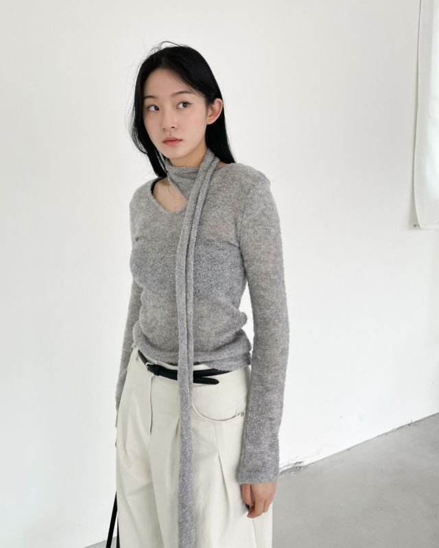 LIVE FOREVER東大門直郵女裝新款休閑職業真品長袖T恤含脖帶LIVE FOR_EVER長袖T恤