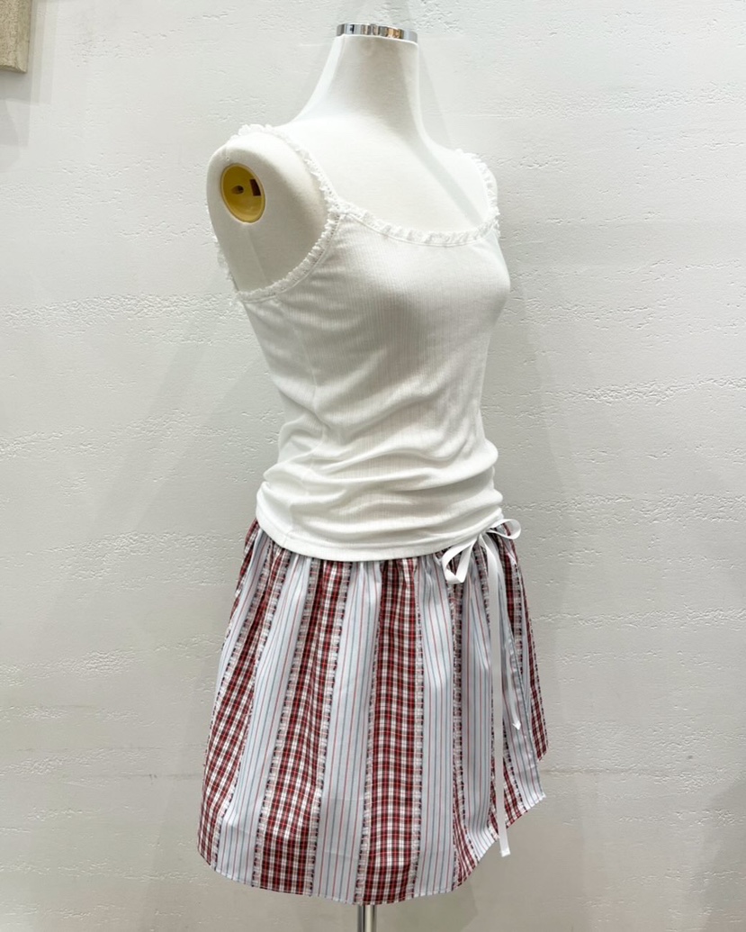 OEUF直郵韓國代購㊣女裝新品休閑推薦熱賣25春夏短裙格紋條紋OEUF短裙
